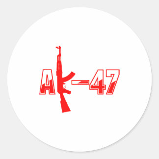 AK-47 AKM Assault Rifle Logo Red.png Classic Round Sticker