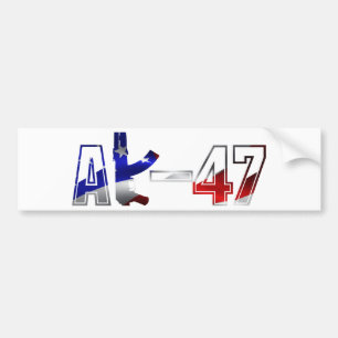AK-47 AKM Assault Rifle Logo Red White And Blue.pn Bumper Sticker