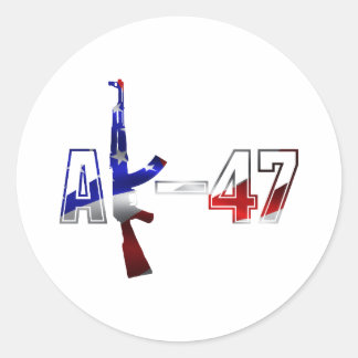 AK-47 AKM Assault Rifle Logo Red White And Blue.pn Classic Round Sticker