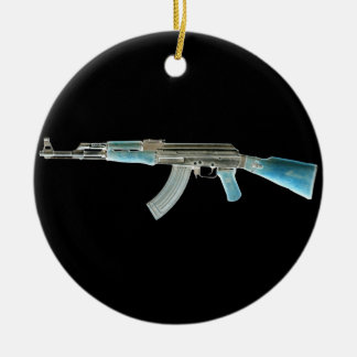 AK-47 Negative Blue Ceramic Tree Decoration