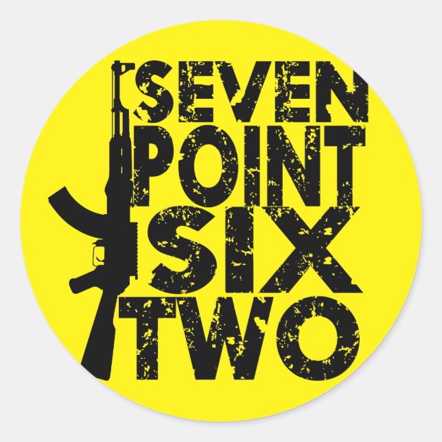 AK-47 Seven Point Six Two Classic Round Sticker (Front)