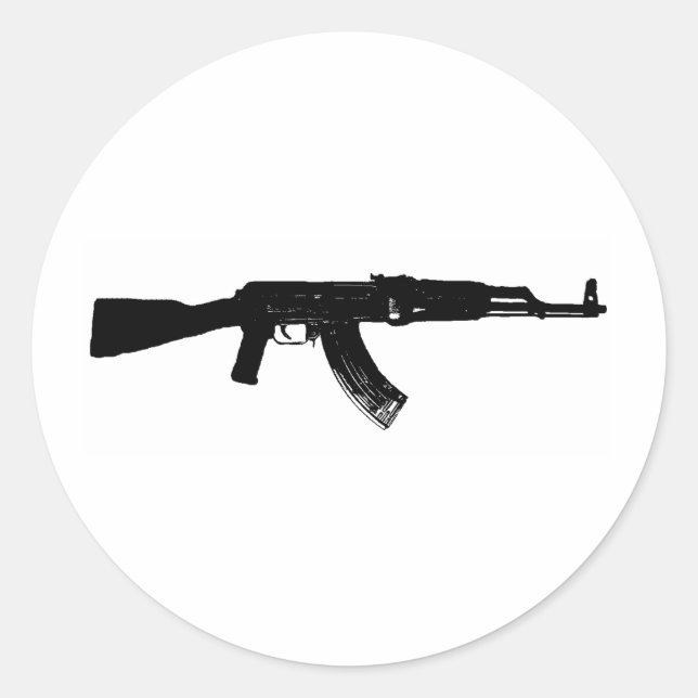 AK-47 Silhouette Classic Round Sticker (Front)