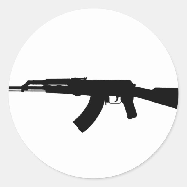 AK-47 Silhouette Classic Round Sticker (Front)