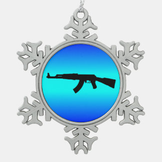 AK-47 Silhouette Snowflake Pewter Christmas Ornament