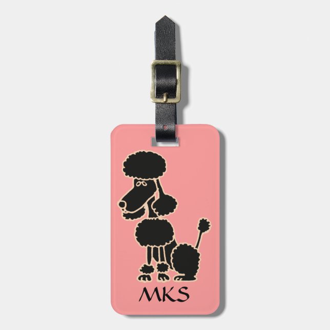 AK- Funny Black Poodle Luggage Tag (Front Vertical)