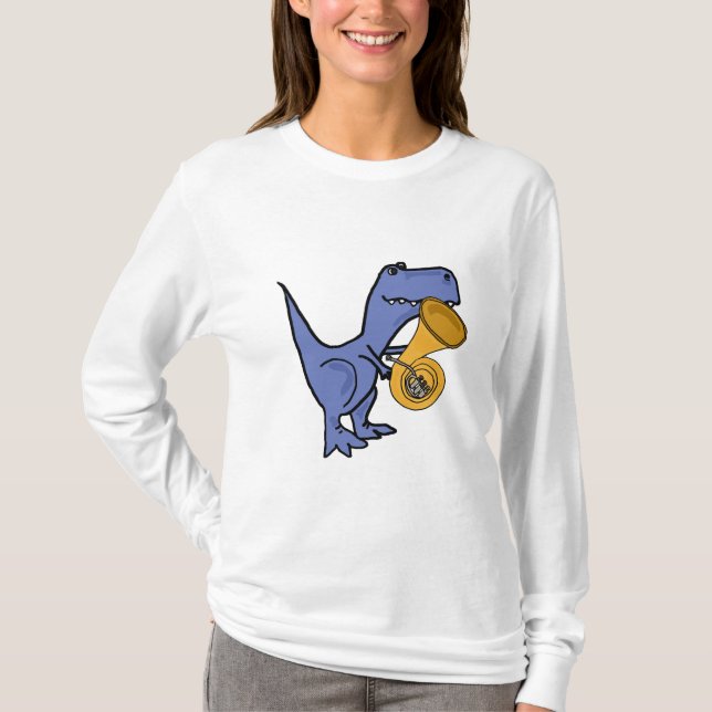 AK- T-Rex Dinosaur Playing the French Horn Shirt (Front)