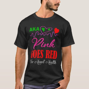AKA Pink Goes Red For Heart Health Pretty Girl In T-Shirt