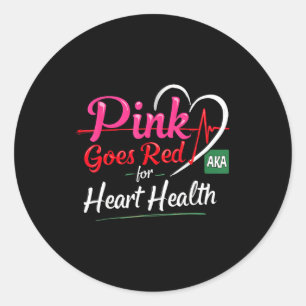 Aka Pink Goes Red Heart Health Awareness Costume F Classic Round Sticker