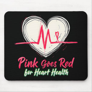 Aka Pink Goes Red Heart Health Awareness Costume F Mouse Mat