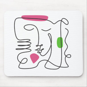 AKA Pink & Green Line Art Mouse Mat