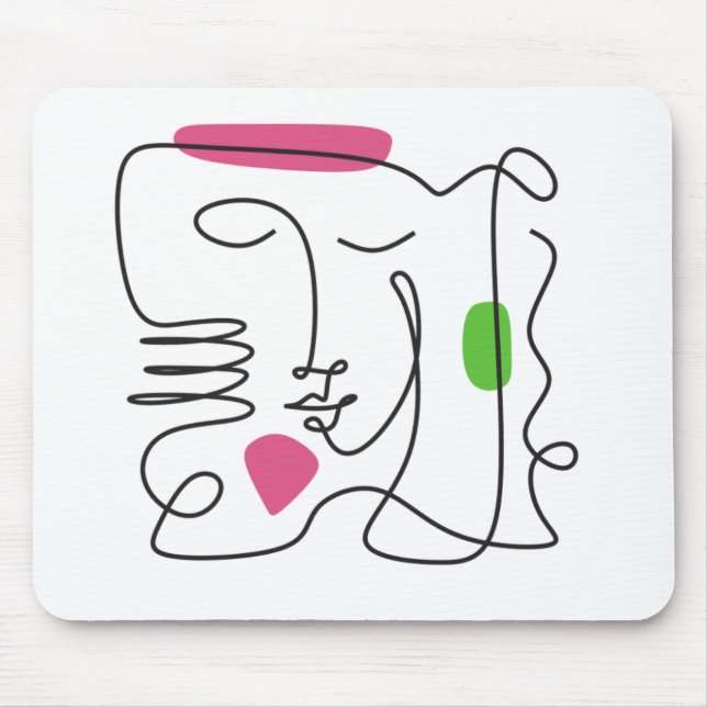 AKA Pink & Green Line Art Mouse Mat (Front)