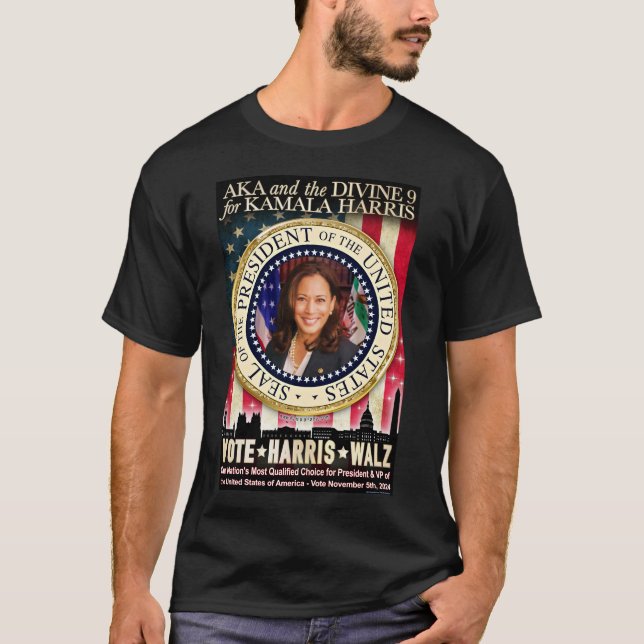 AKA & the Divine Nine for Kamala Harris T-Shirt (Front)