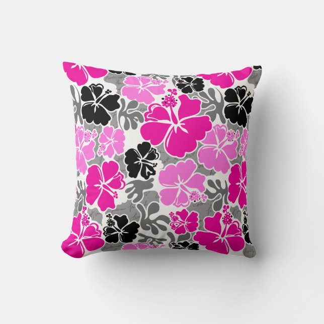 Akahai Hawaiian Hibiscus Tropical Floral Cushion (Front)