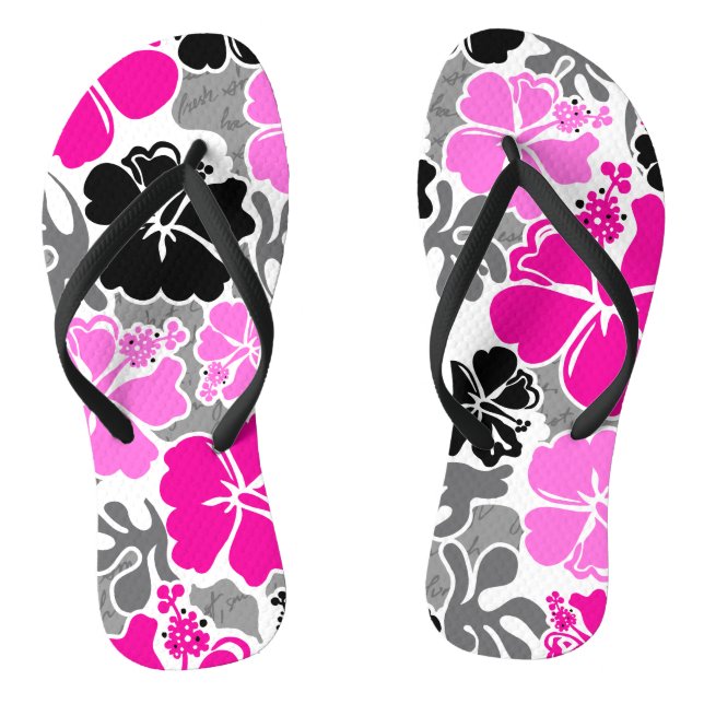 Akahai Hawaiian Hibiscus Tropical Floral Flip Flops (Footbed)