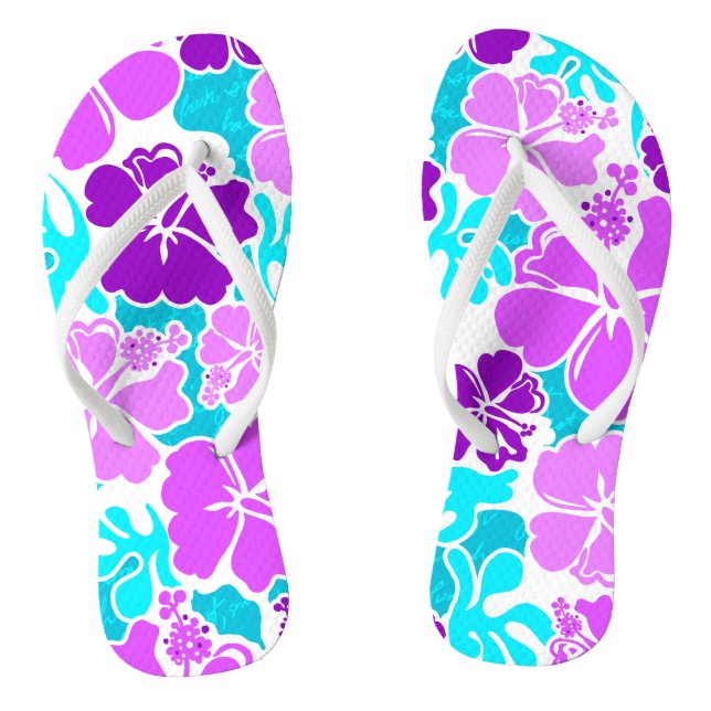 Akahai Hawaiian Hibiscus Tropical Floral Flip Flops (Footbed)