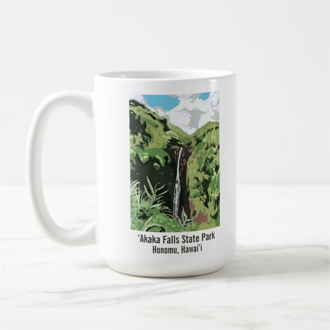 Akaka Falls Hawaii Waterfall Tropical Landscape  Coffee Mug (Left)