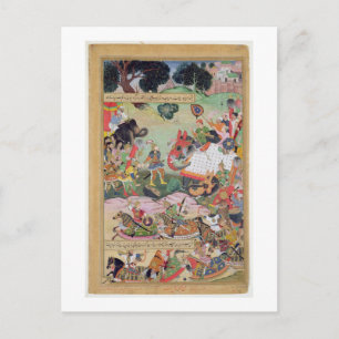 Akbar receiving the drums and standards captured f postcard