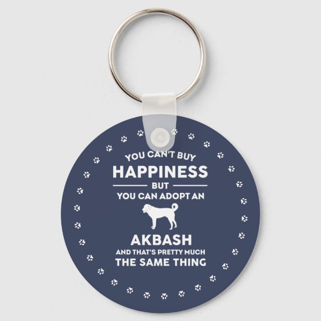 Akbash dog breed adoption happiness key ring (Front)