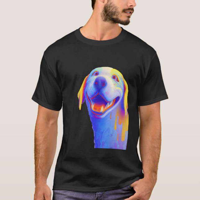 Akbash puppy brightly coloured dog portrait T-Shirt (Front)