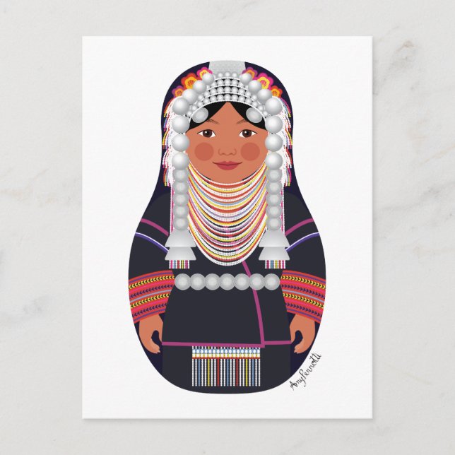Akha of Thailand Matryoshka Postcard (Front)