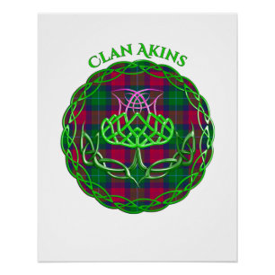 Akins Scottish Tartan Celtic Thistle Poster