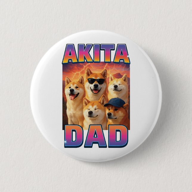 Akita 6 Cm Round Badge (Front)