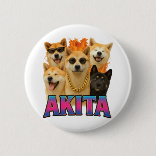 Akita 6 cm round badge
