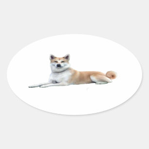 Akita (Akita Inu) - Lying Down Oval Sticker