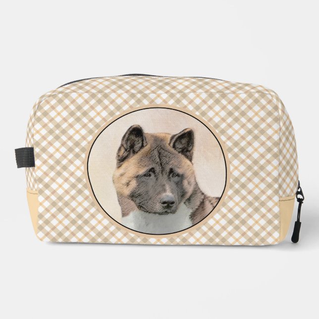 Akita American Japanese Inu Sable Painting Dog Art Dopp Kit (Front)