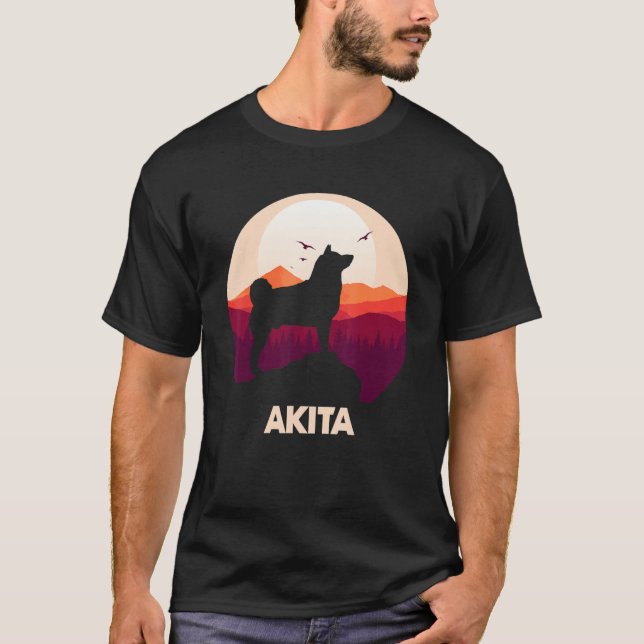 Akita and Moon Halloween 1 T-Shirt (Front)