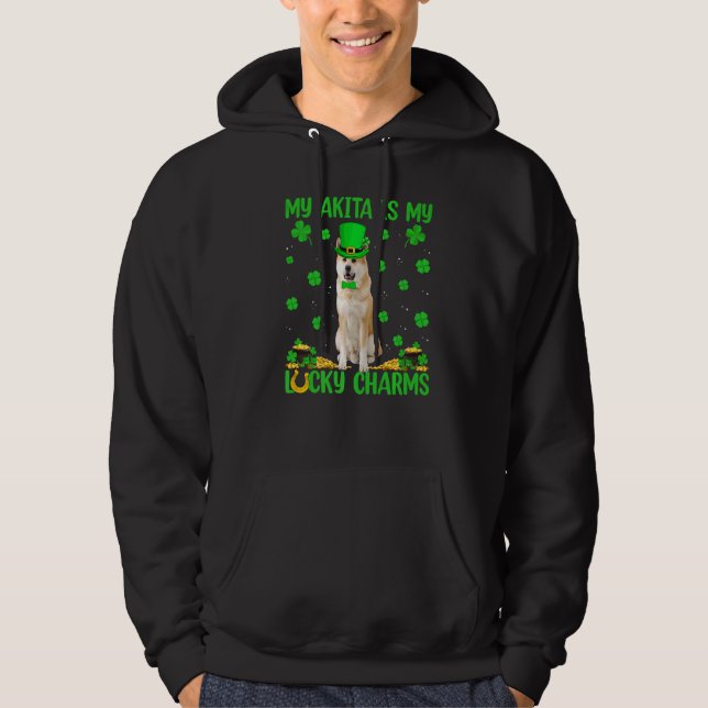 Akita Are My Lucky Charms Akita Dog St Patrick S D Hoodie (Front)