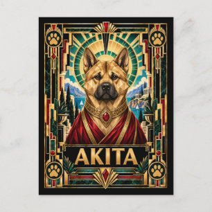 Akita, Art Deco Dog Postcard