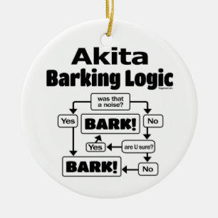Akita Barking Logic Ceramic Tree Decoration