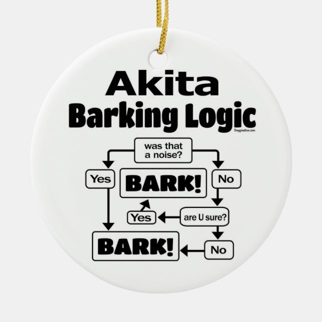 Akita Barking Logic Ceramic Tree Decoration (Front)