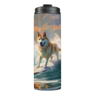 Akita Beach Surfing Painting Thermal Tumbler