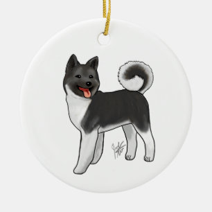 Akita - Black and white Ornament