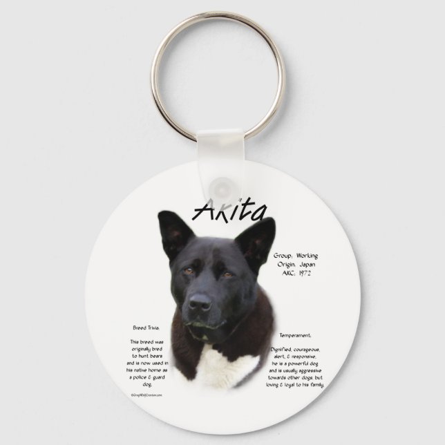 Akita (blk) History Design Key Ring (Front)