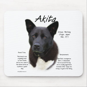 Akita (blk) History Design Mouse Mat