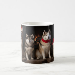 Akita by the Fireplace Christmas  Coffee Mug