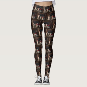 Akita by the Fireplace Christmas Leggings