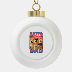 Akita Ceramic Ball Christmas Ornament
