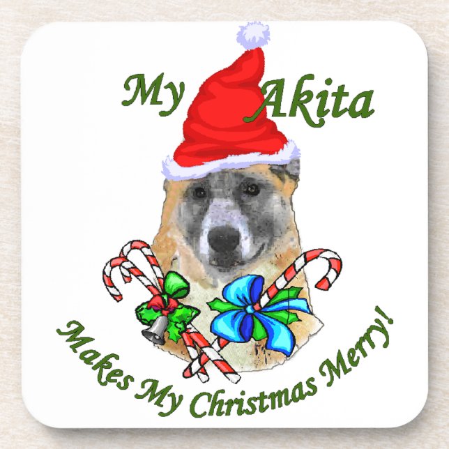 Akita Christmas Coaster (Front)