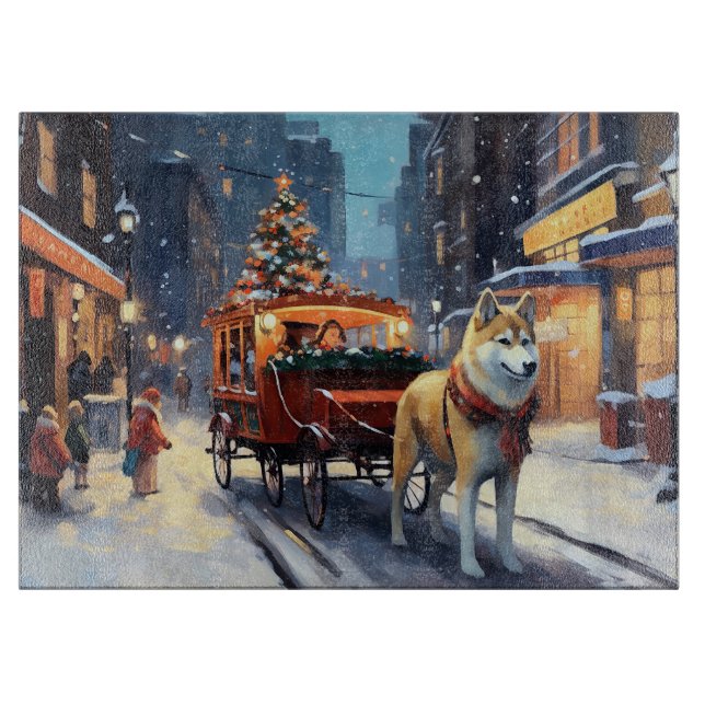 Akita Christmas Festive Season Cutting Board (Front)