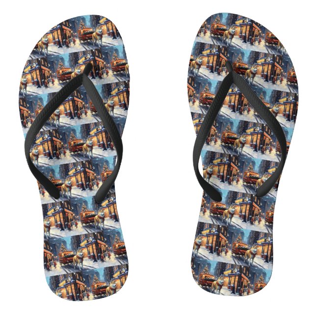 Akita Christmas Festive Season Flip Flops (Footbed)