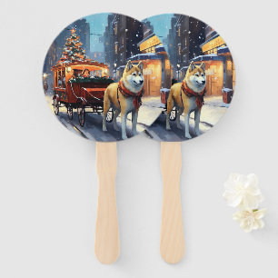 Akita Christmas Festive Season Hand Fan