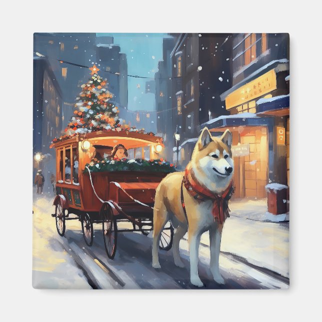 Akita Christmas Festive Season Magnet (Front)