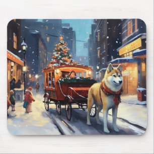 Akita Christmas Festive Season Mouse Mat