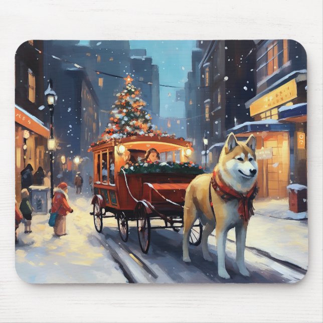 Akita Christmas Festive Season Mouse Mat (Front)