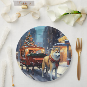 Akita Christmas Festive Season Paper Plate
