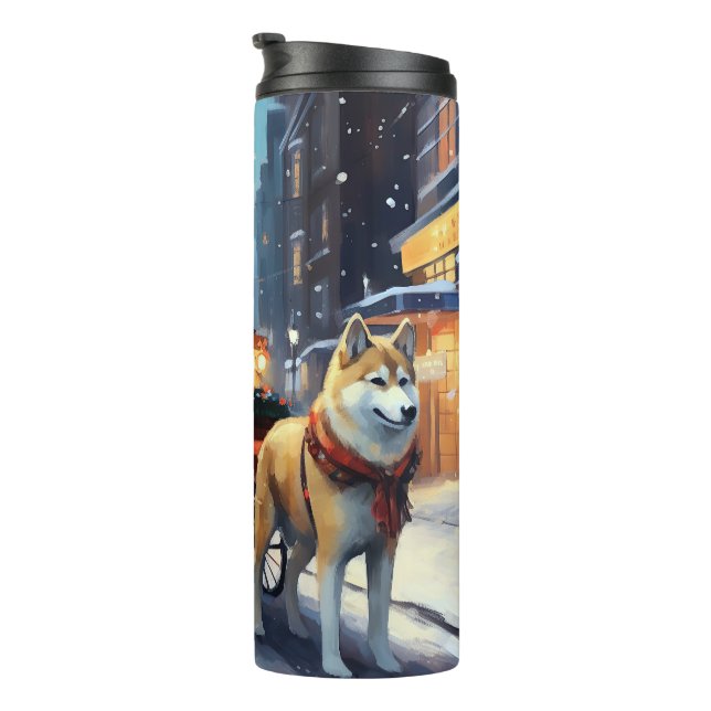 Akita Christmas Festive Season Thermal Tumbler (Rotated Right)